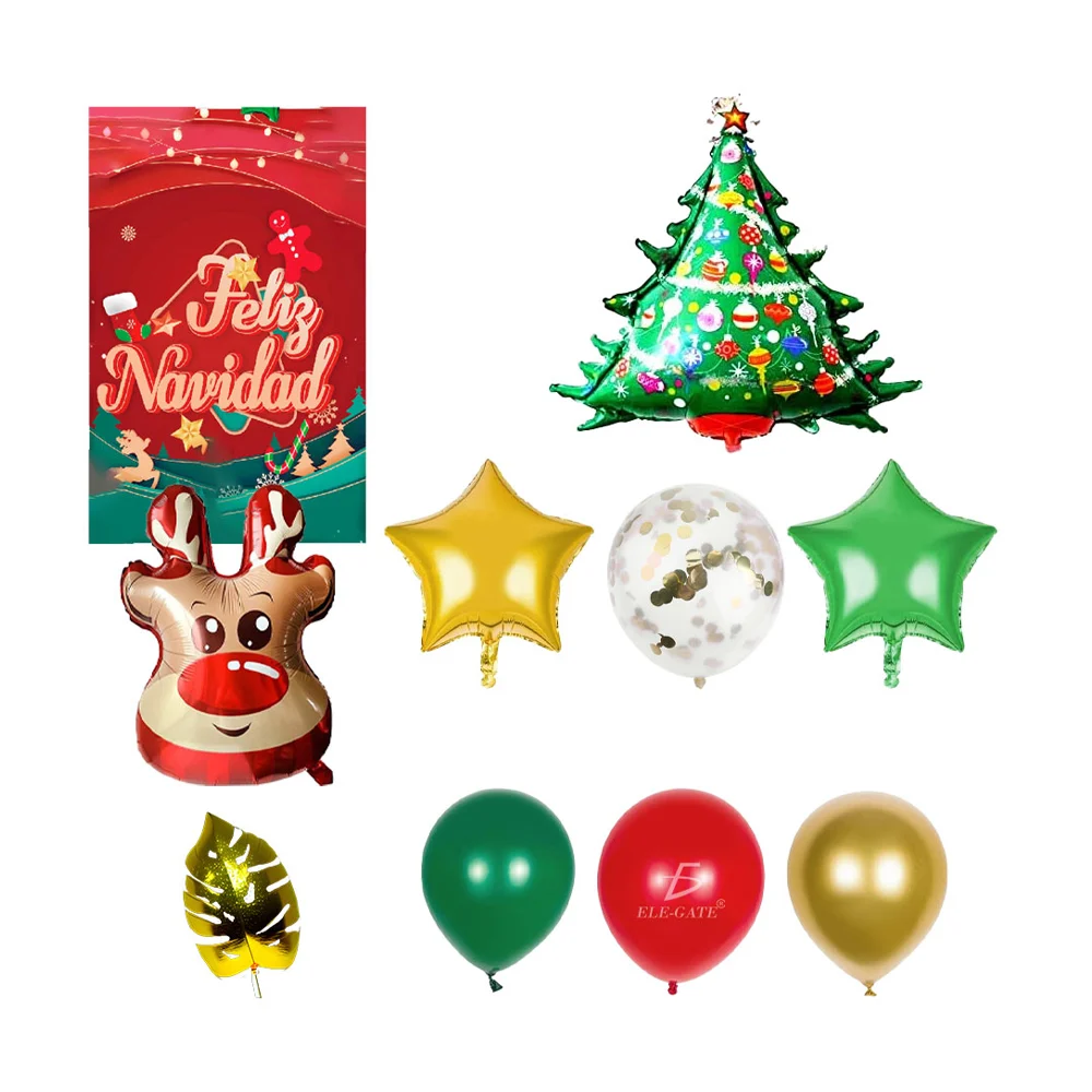 Kit decorativo para fiesta navideña con variedad de globos y adornos …