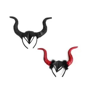 Diadema con diseño de cuernos con plumas y diamantina, variedad de co…