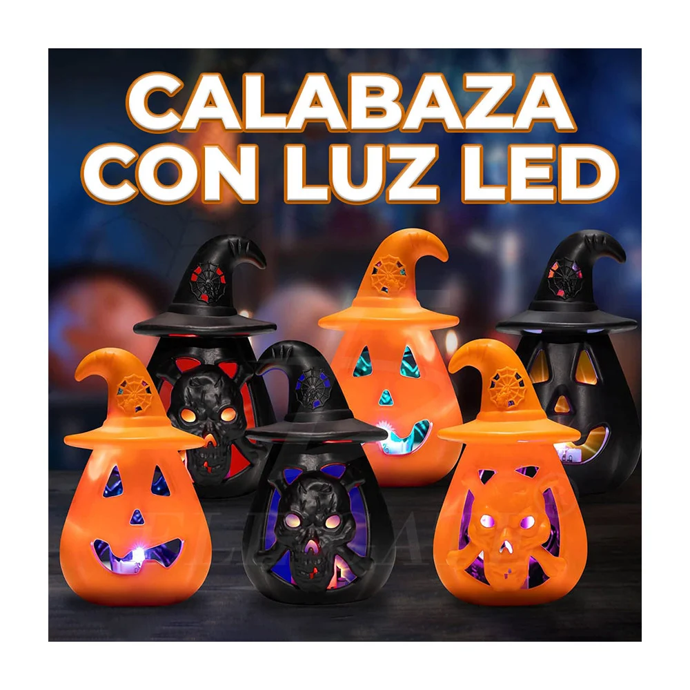 Mini lámpara de luz led decorativa en forma de calabaza hallowen