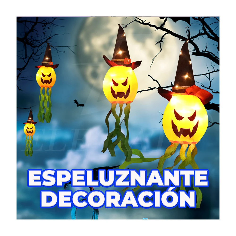 Guirnalda de calabazas con luz led para decoración de fiesta halloween