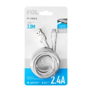 Cable reforzado fol de 2m con entrada usb a tipo c para carga y sincr…
