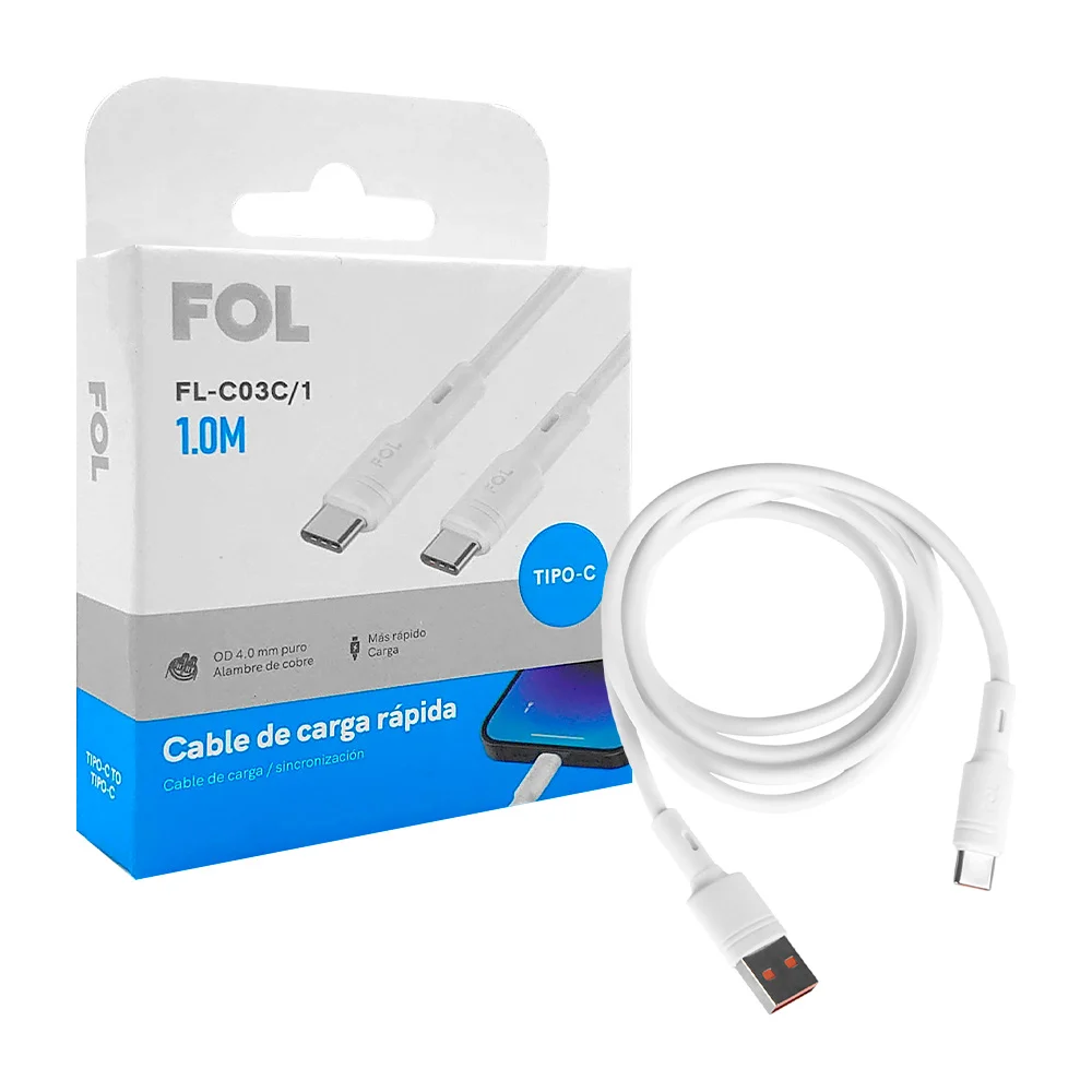 Cable fol de 1 metro con entrada tipo c a tipo c, para carga y transf…