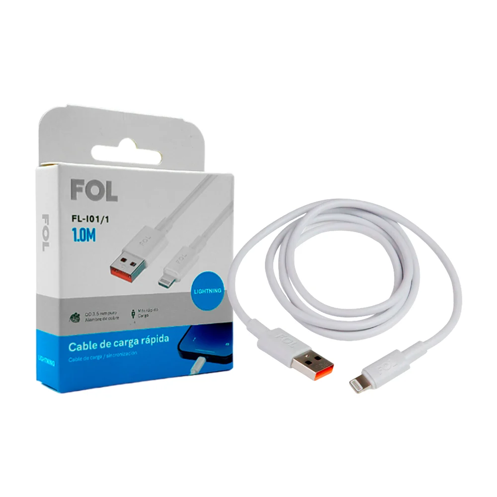 Cable fol de 1m con entrada usb a lightning para carga rápida / fl-i0…