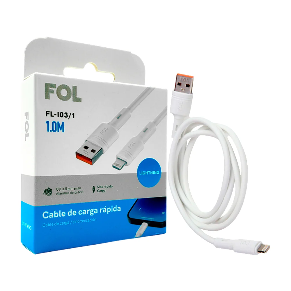 Cable reforzado fol de 1m con entrada usb a lightning para carga rápi…