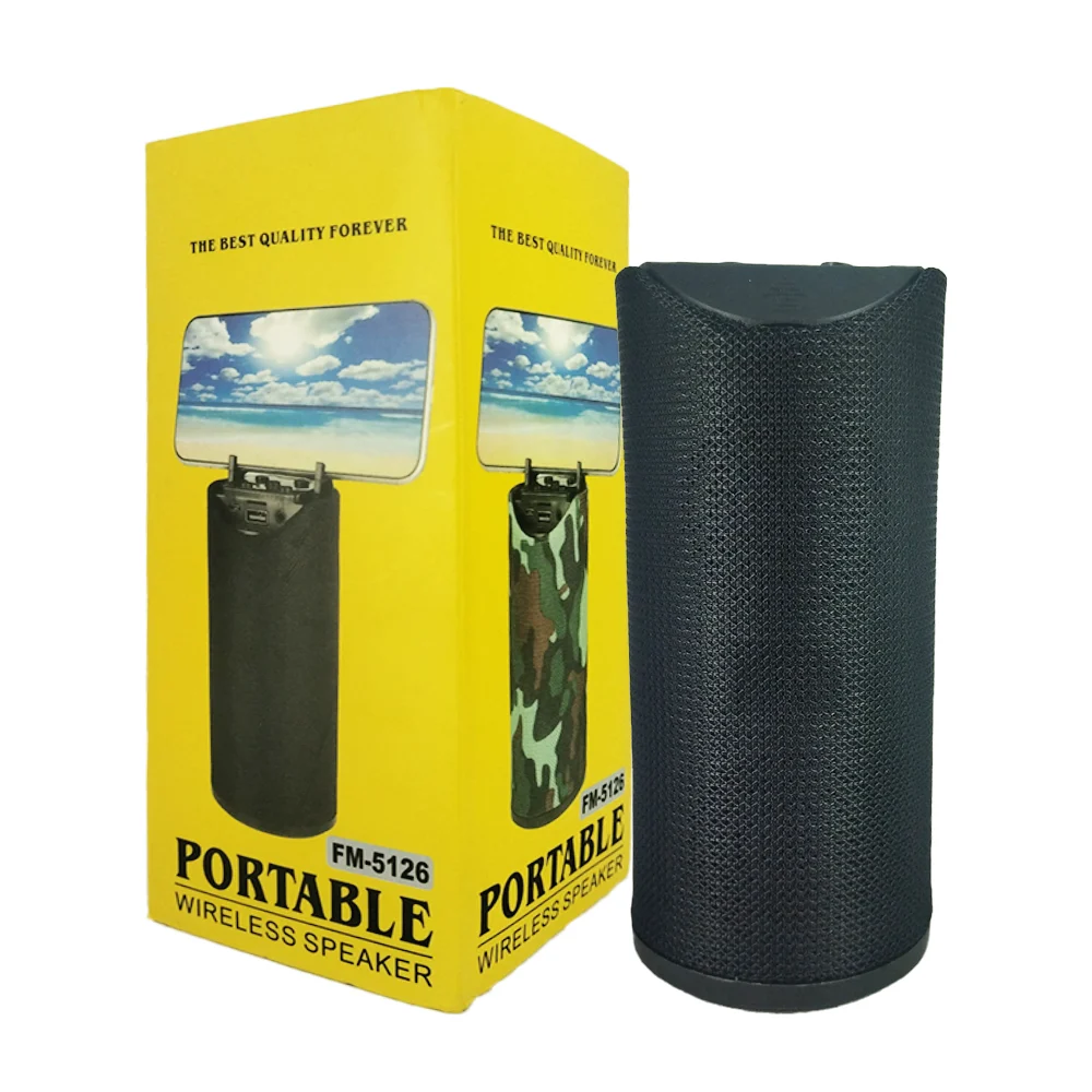 Bocina bluetooth cilíndrica portátil con soporte para celular + entra…