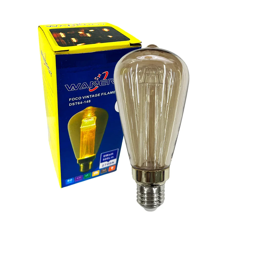 Foco bombilla wanergy vintage con forma tipo pera y consumo de 5 watt…