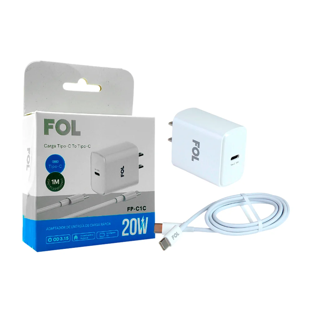 Combo cubo cargador con puerto tipo c + cable de 1m con entrada tipo …