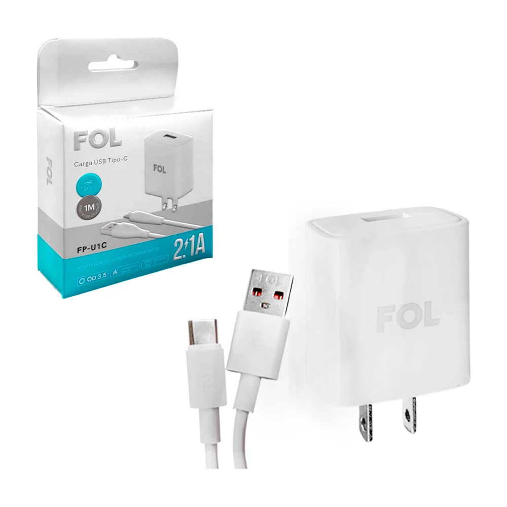 Combo cubo cargador fol de carga rápida con puerto usb + cable con en…