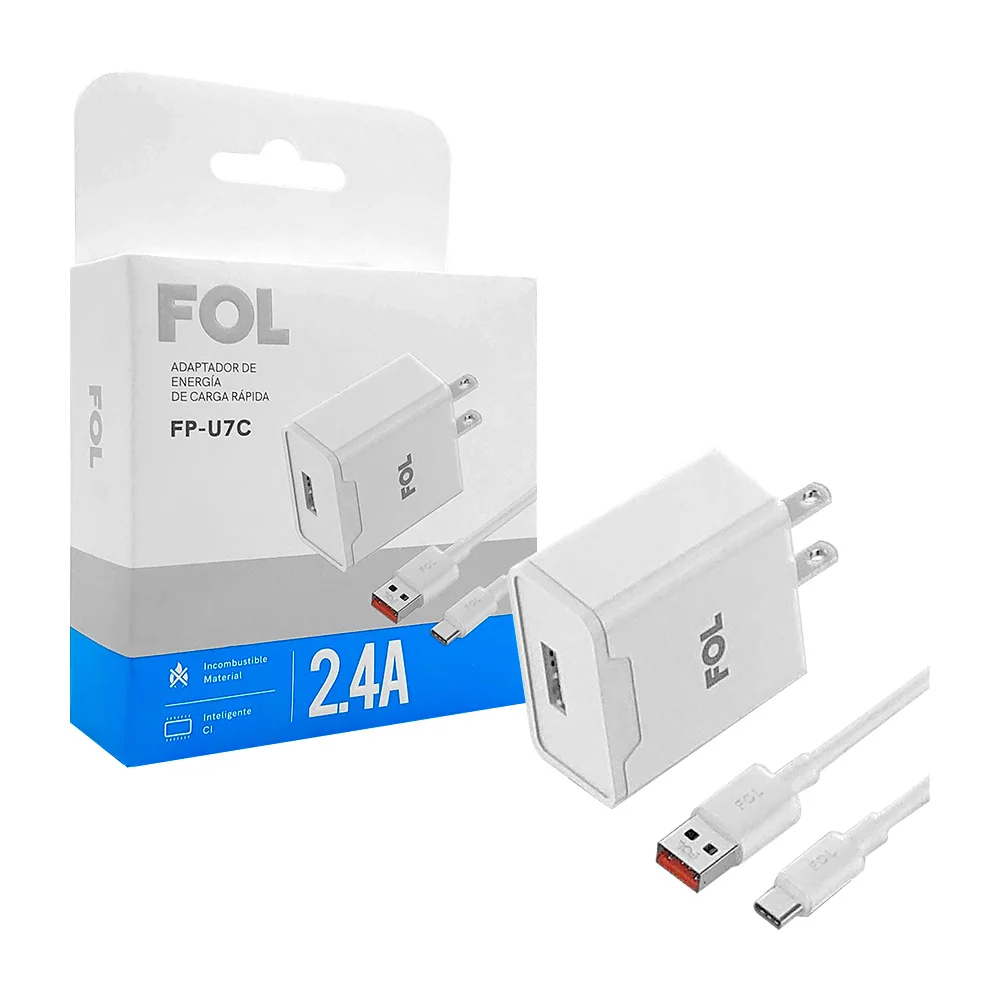 Combo cargador fol de carga rápida con entrada tipo c a USB, 2.4a / f…