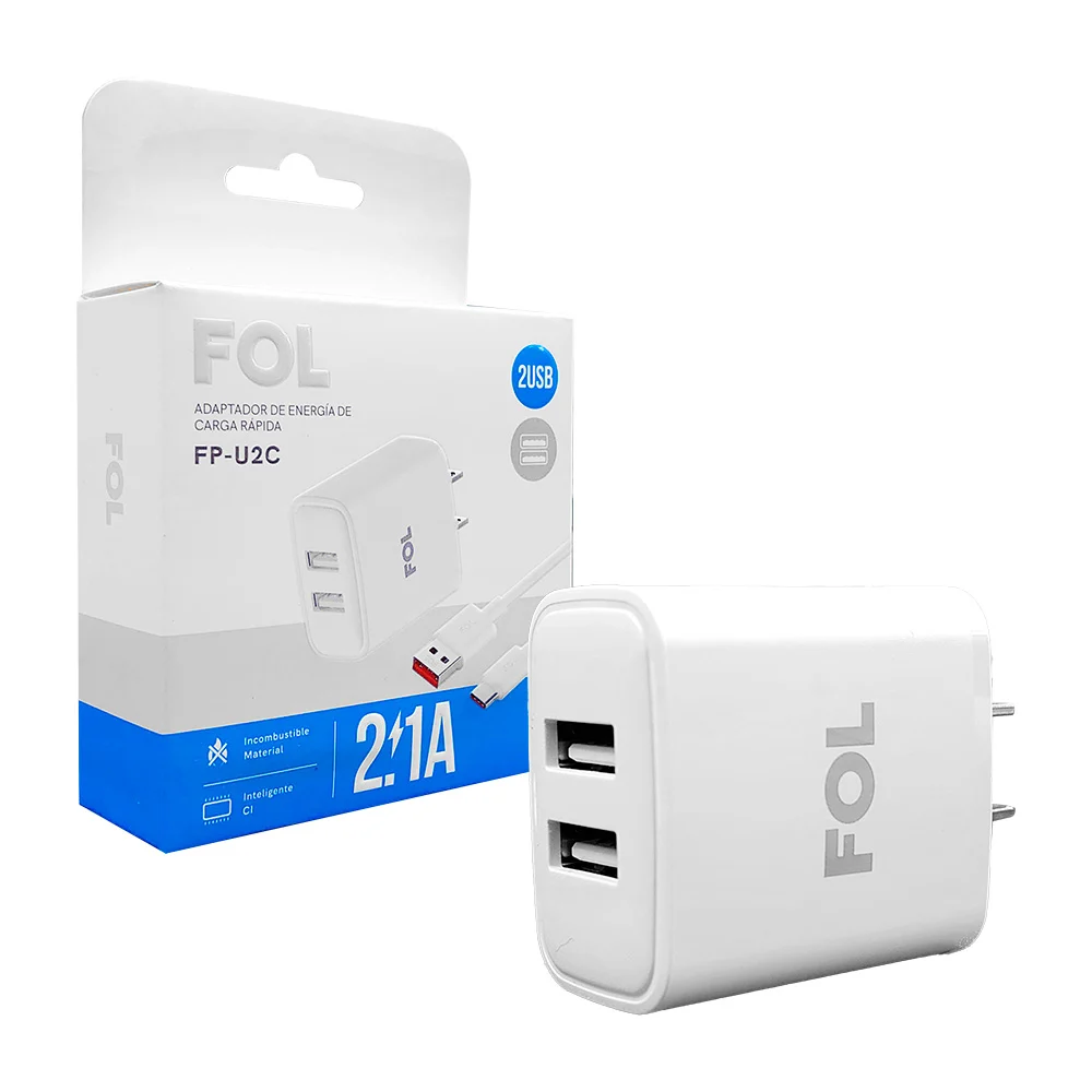 Combo cubo cargador fol de carga rápida con 2 puertos usb + cable con…