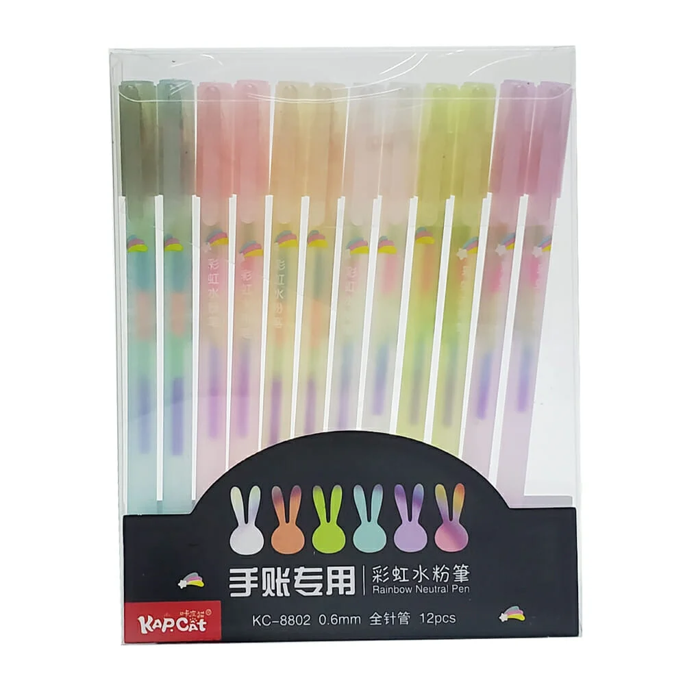 Paquete con 12 plumas kapcat de tinta multicolor arcoíris y punta de …