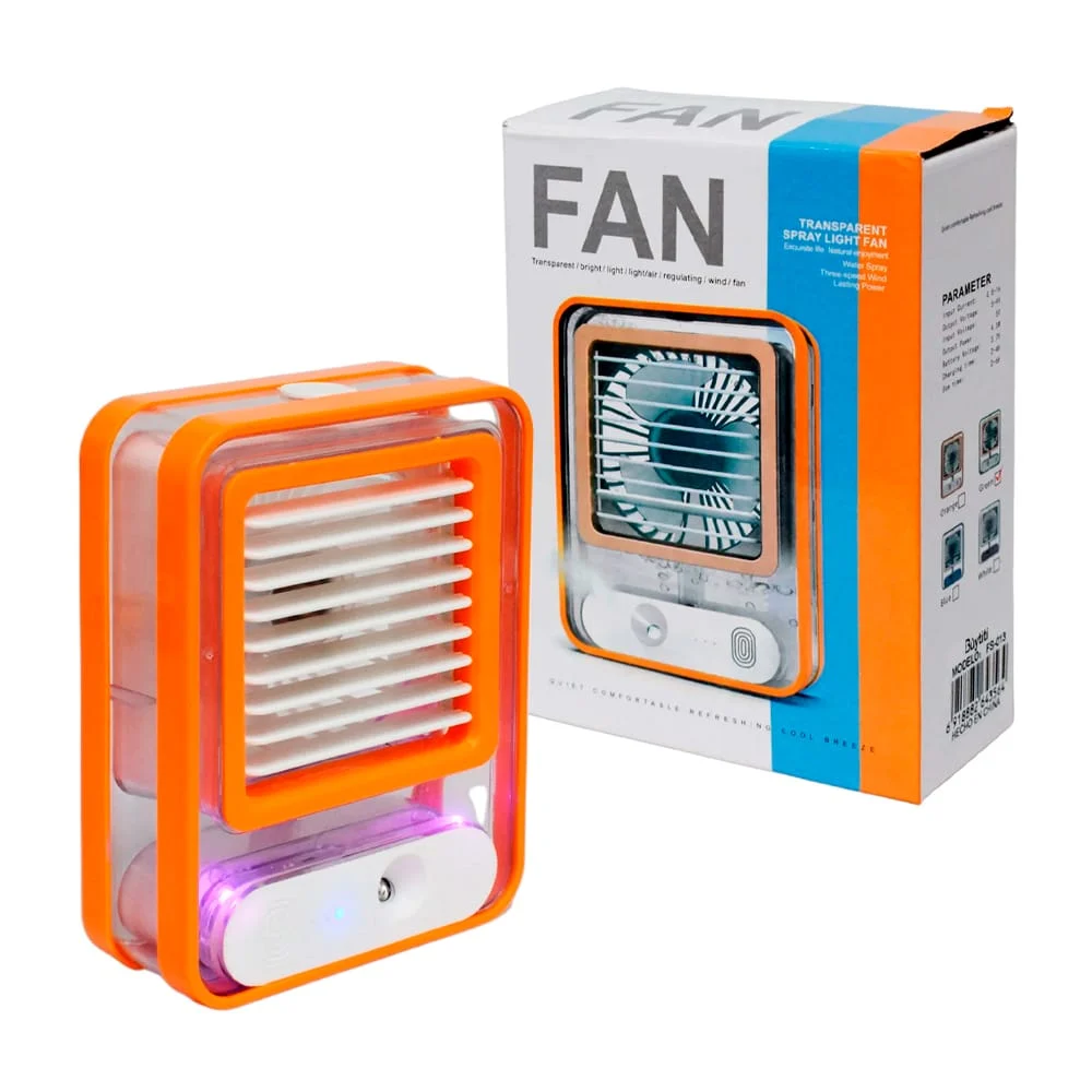 Ventilador pequeño translúcido para escritorio con nano spray y luces…