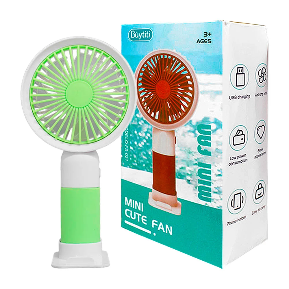 Mini ventilador de mano recargable buytiti + base con soporte para ce…