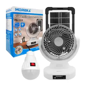 Ventilador moreka de 6 pulgadas con entrada usb, tipo c, foco led, pa…