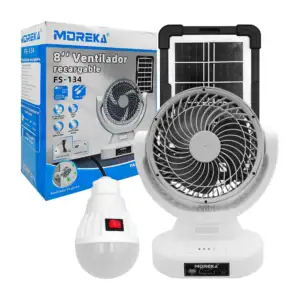 Ventilador moreka de 8 pulgadas con entrada usb, tipo c, foco led, pa…