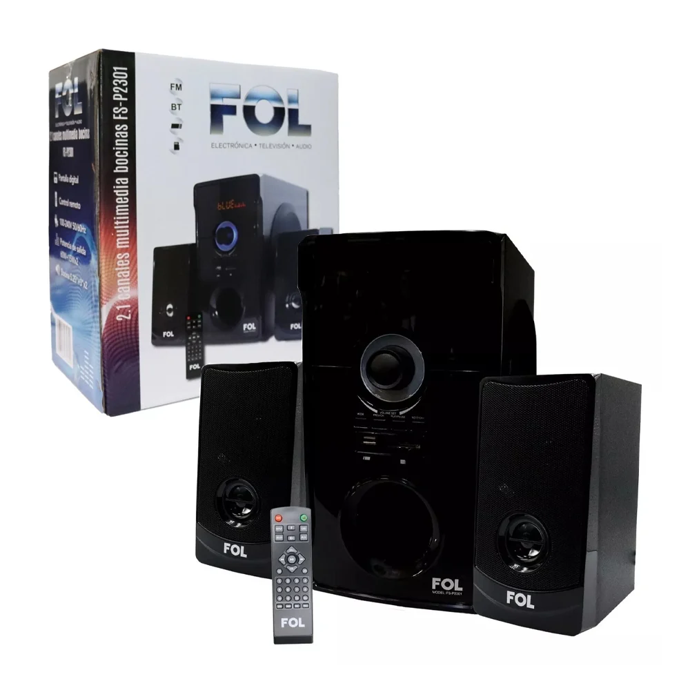 Teatro en casa de 3 bocinas fol con canales multimedia fm - usb - tf …