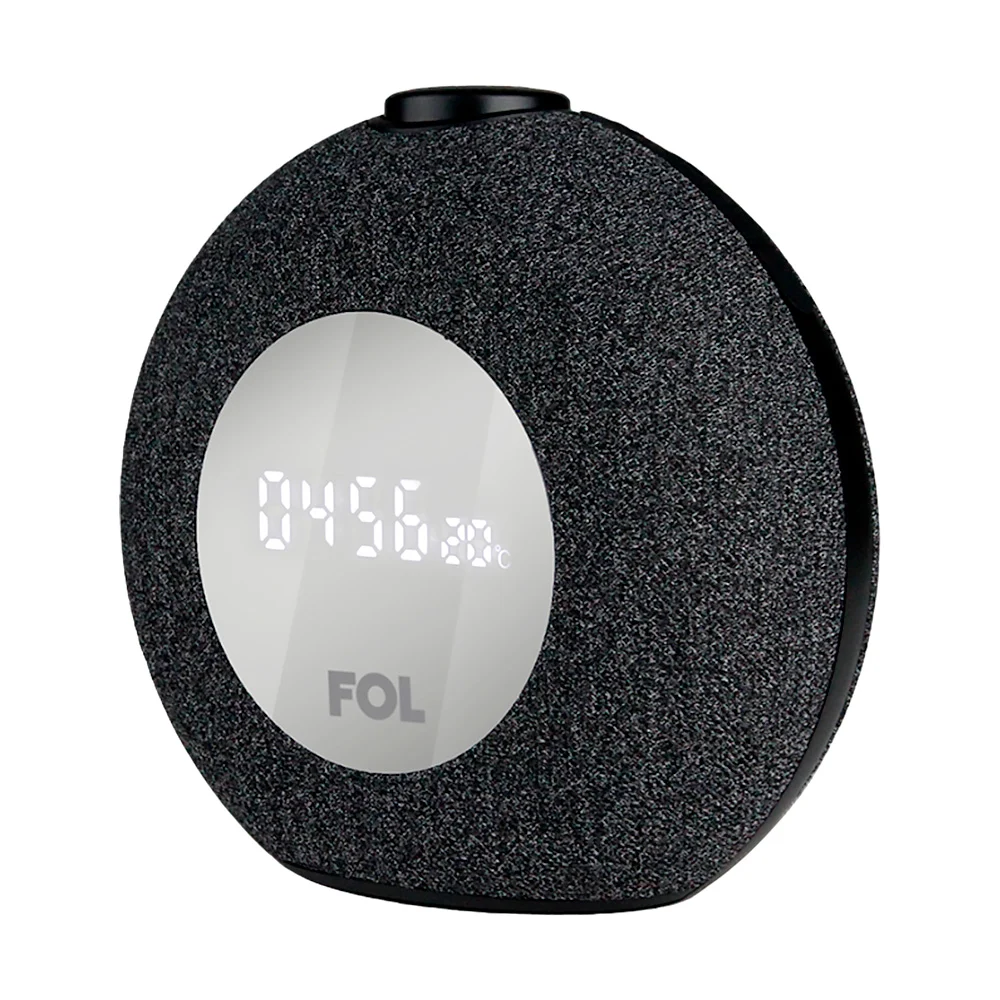 Bocina circular bluetooth fol con reloj despertador digital integrado…