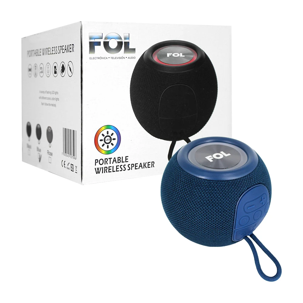Bocina redonda bluetooth con luz rgb, agarradera + ranuras para usb y…