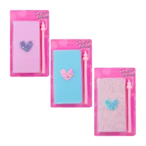 Cuaderno con o sin diamantina corazón con estrellas o frutas + pluma,…