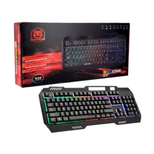 Teclado ergonómico gamer pop shope con luces rgb, teclas antideslizan…