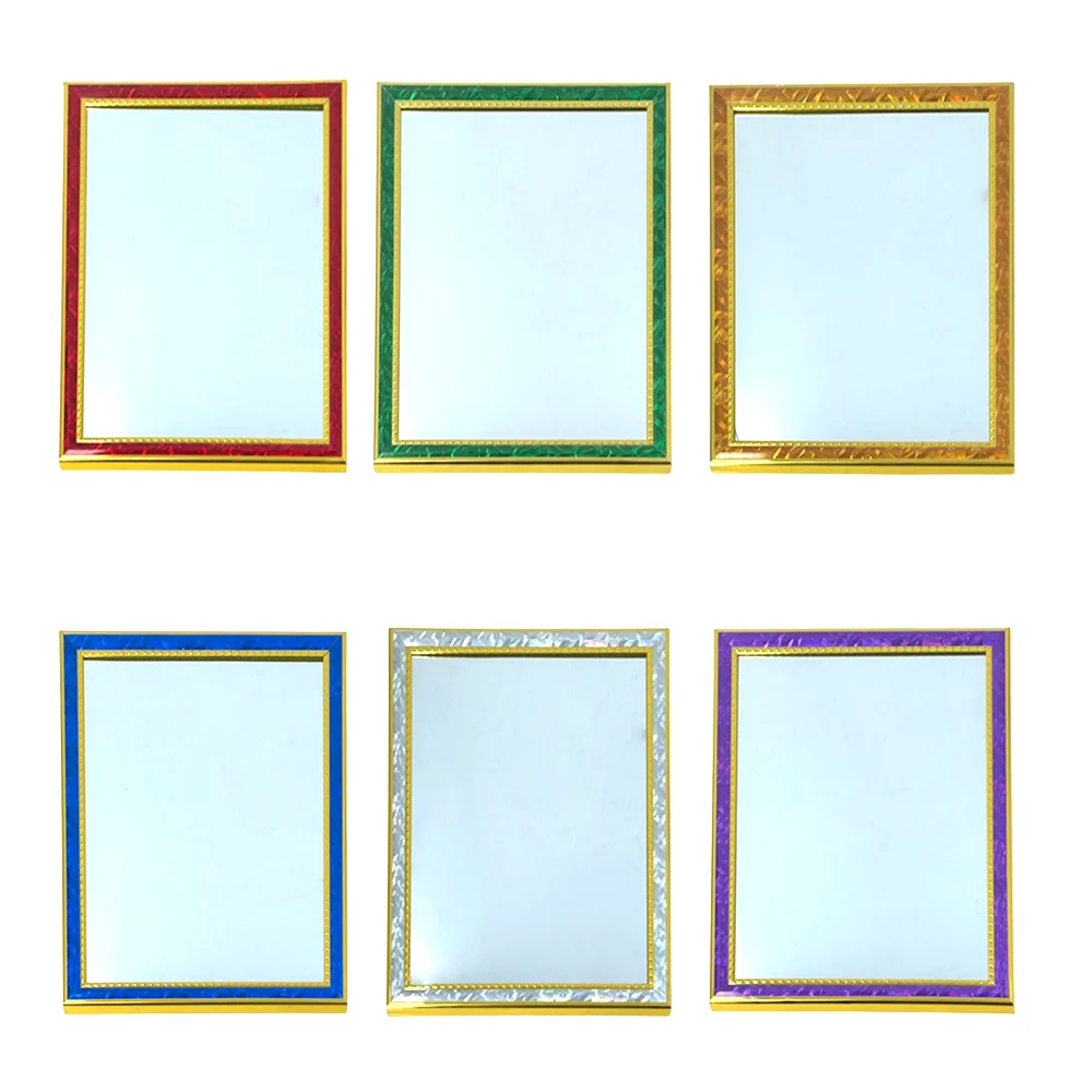 1pza Espejo rectangular mediano con marco metálico 19.5x24.5cm, variedad de colores / g1163