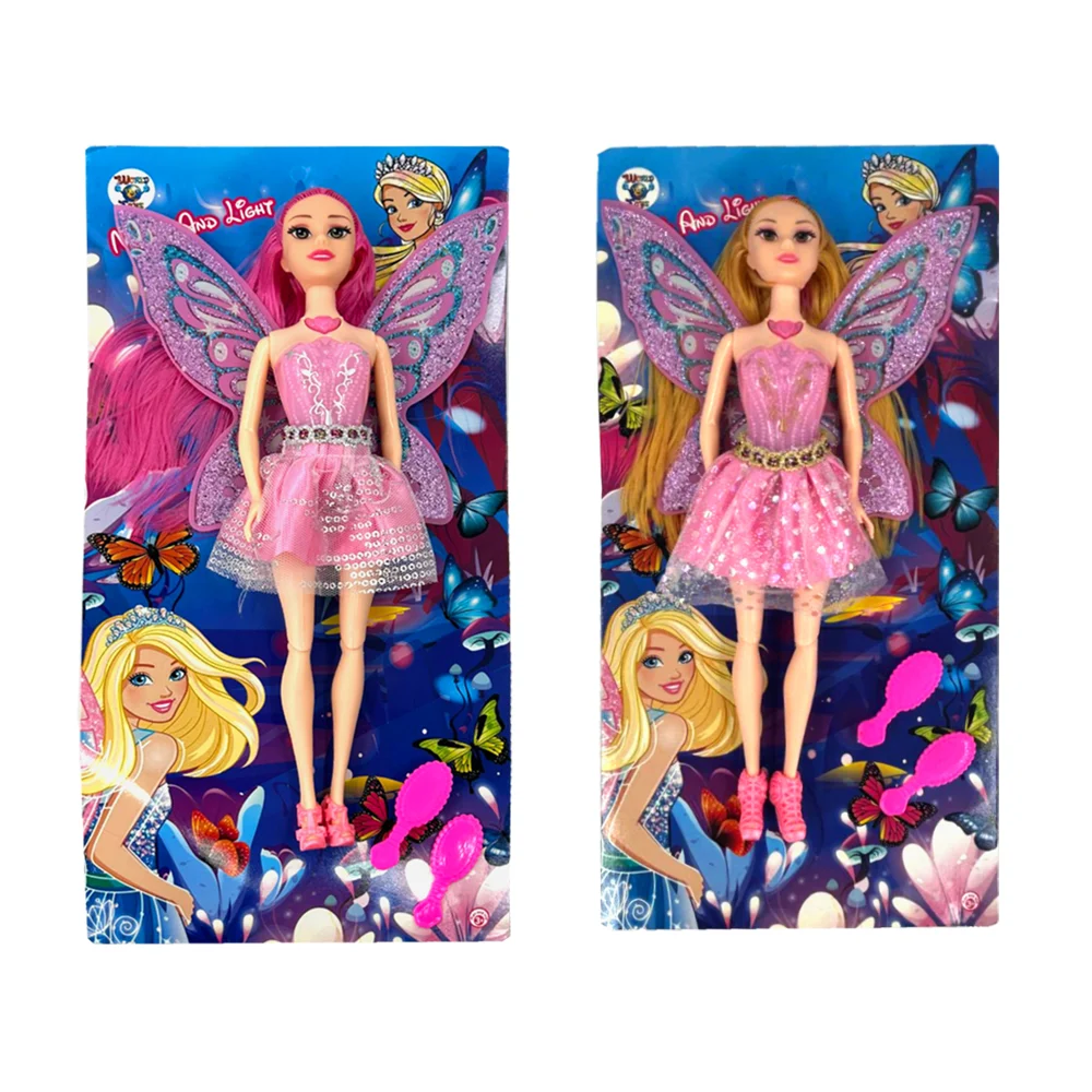 Muñeca con alas de hada, accesorios, luz y sonido, variedad de colore…