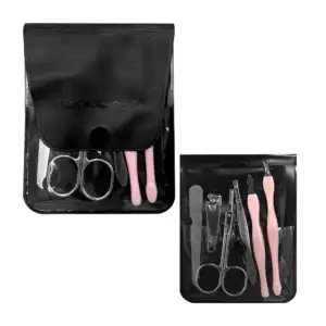 Estuche negro con 6 accesorios para manicure, cortauñas, tijeras, lim…