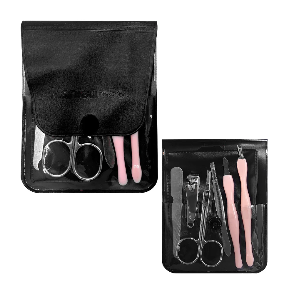 Estuche negro con 6 accesorios para manicure, cortauñas, tijeras, lim…