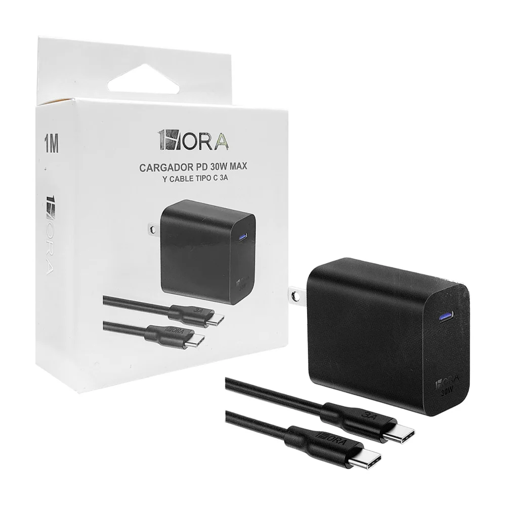 Combo cubo cargador 1hora con puerto usb-c + cable de 1m con entrada …