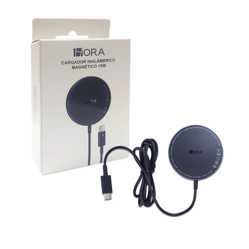 Cargador inalámbrico magnético 1 hora de 15w y entrada usb-c / gar281