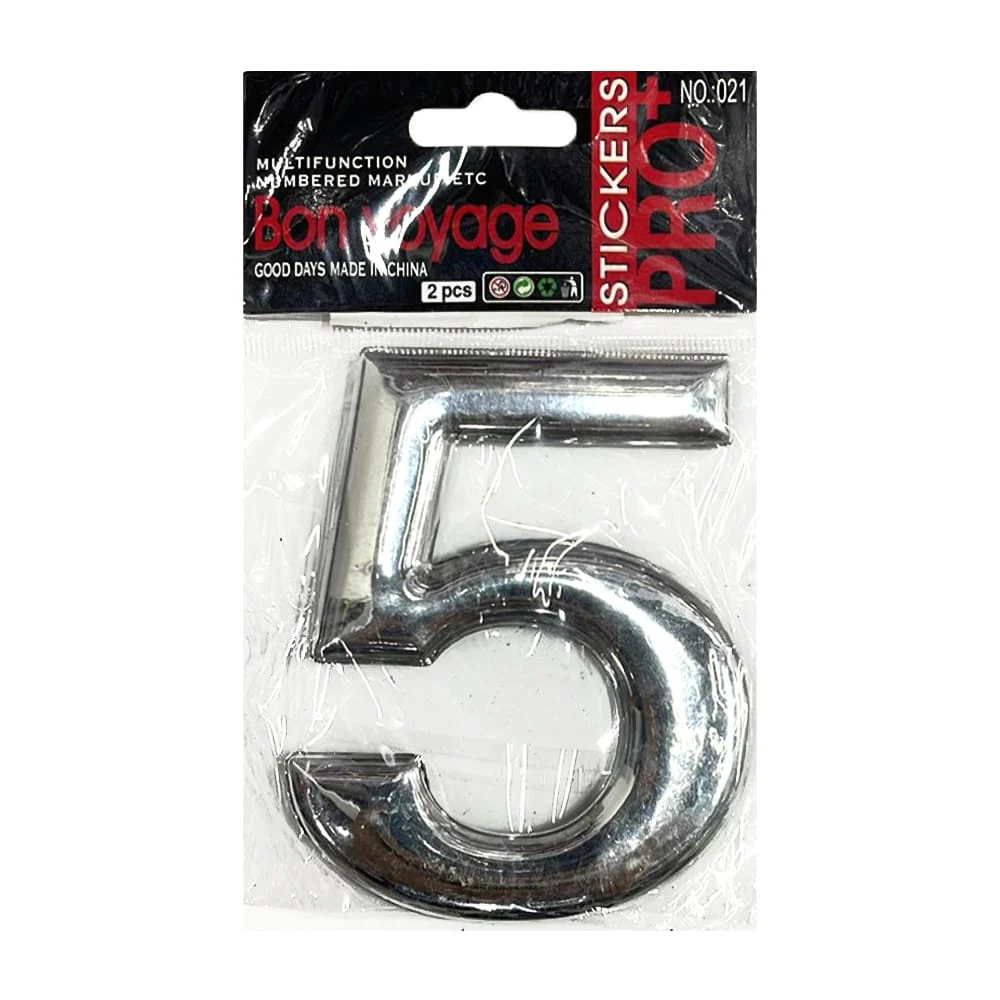 Placa metálica para exterior en forma de número 3d en color plata, va…