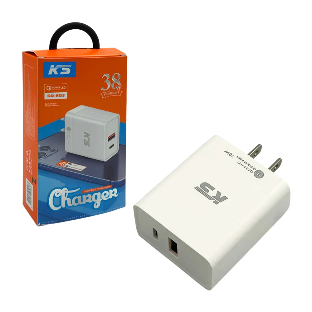 Cubo cargador cuadrado de carga rápida 3.0 con puerto usb y usb-c, 38…