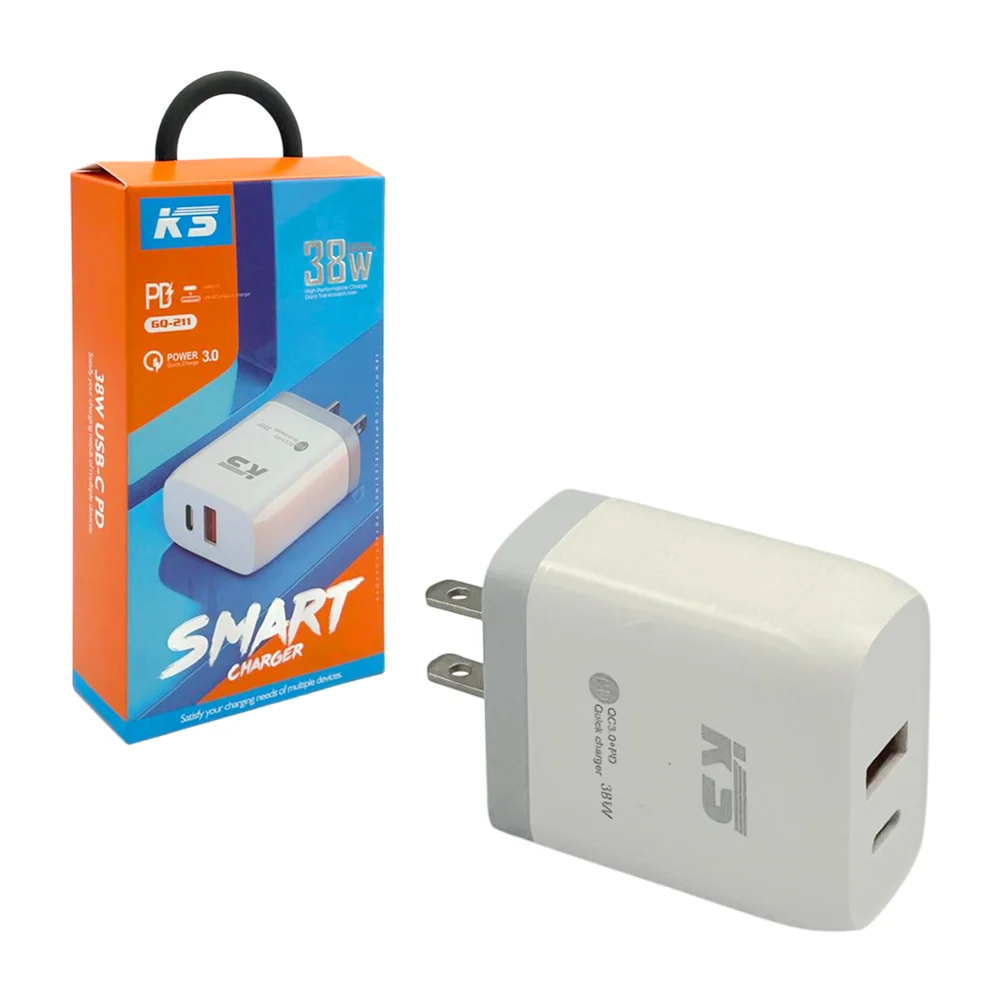 Cubo cargador de 38w con puerto usb y usb-c para carga rápida 3.0 / g…