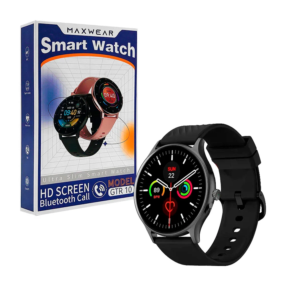 Smart watch redondo gtr 10 con correa de plástico, variedad de colore…