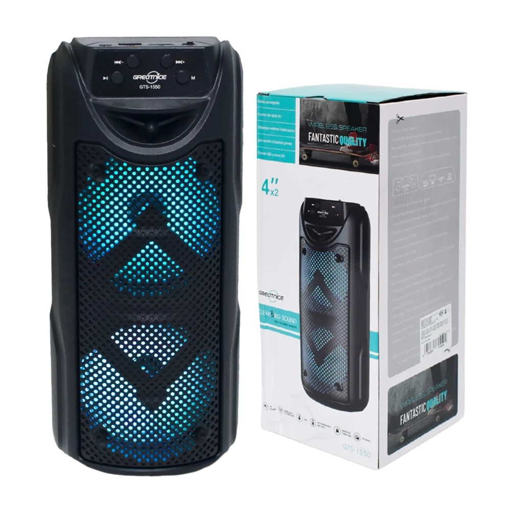 Bocina bluetooth greatnice 4x2 pulgadas con luz led, radio fm y entra…