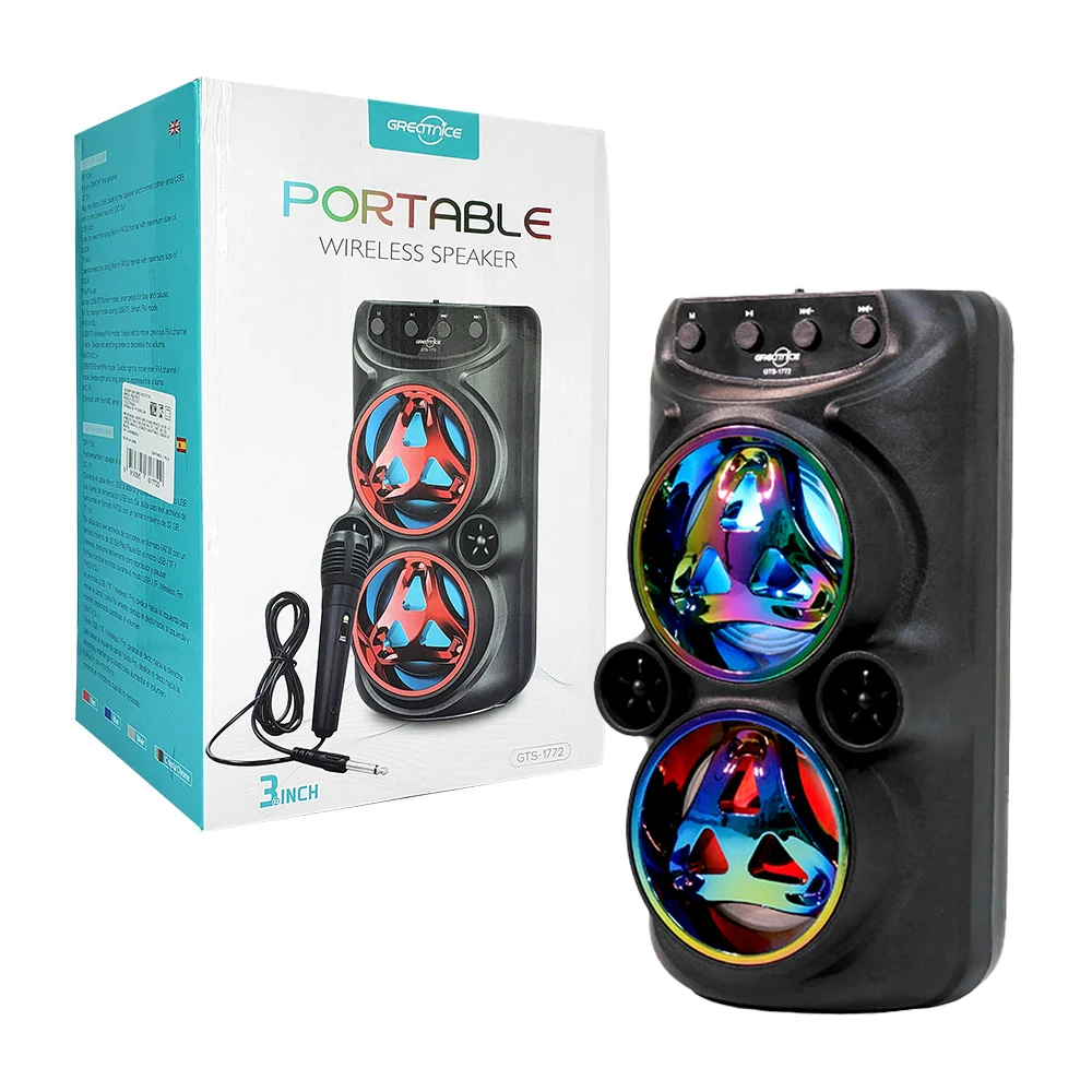 Bocina inalámbrica bluetooth de 3x2 pulgadas con doble parlante, puer…
