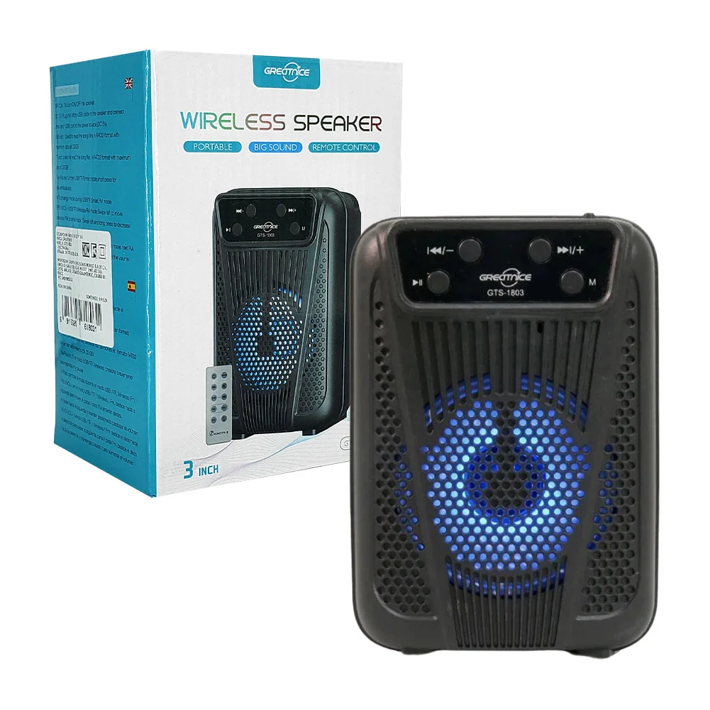 Bocina de 3 pulgadas bluetooth con puerto usb-tf, fm y luces rgb / wi…