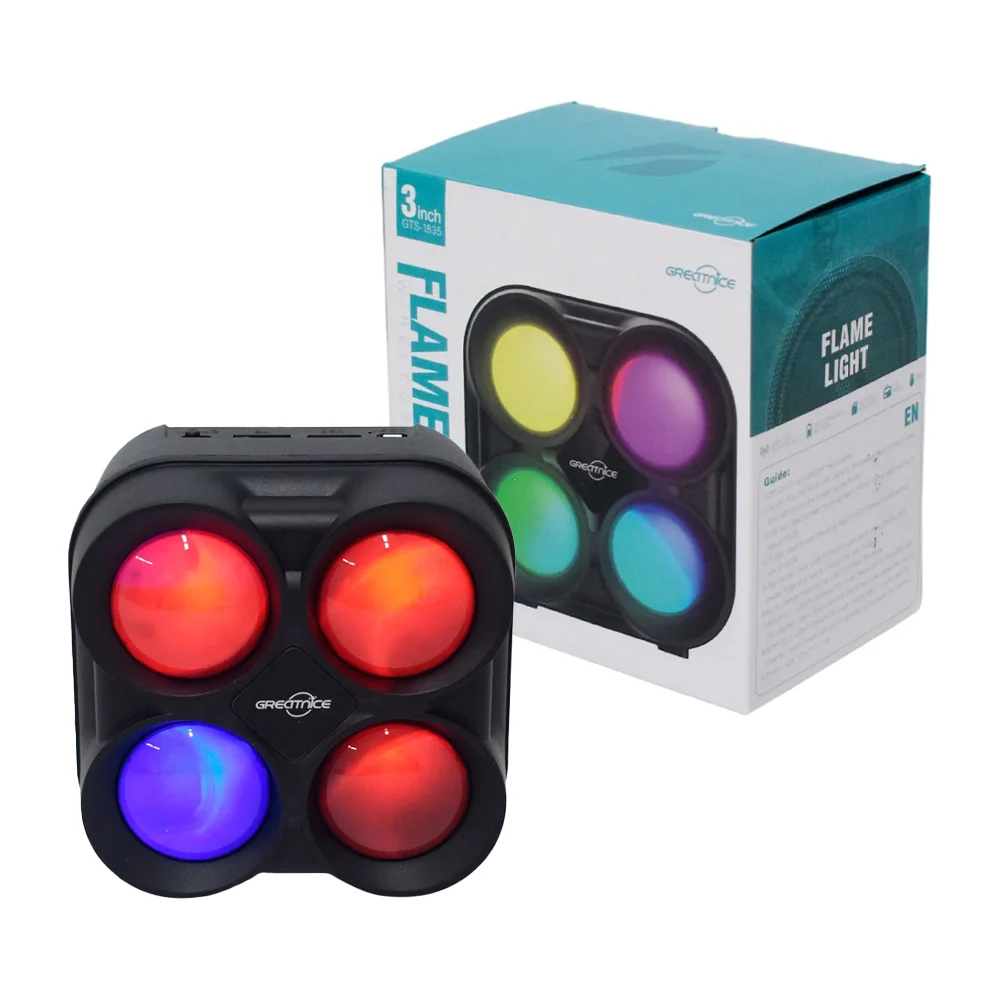 Bocina bluetooth de 3 pulgadas con forma cuadrada, luces rgb, puerto …