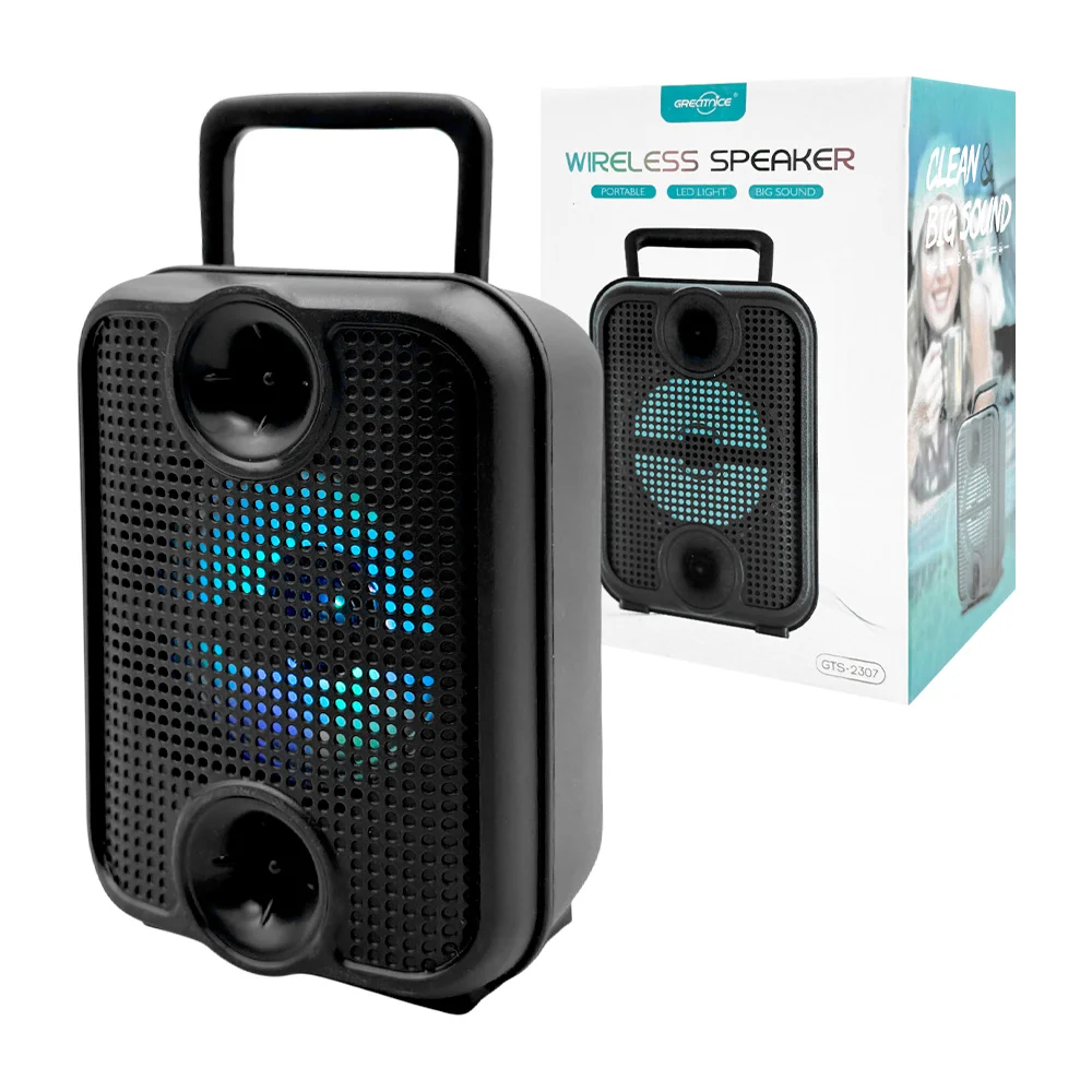 Bocina bluetooth portátil de 3 pulgadas con luces rgb, diseño frontal…