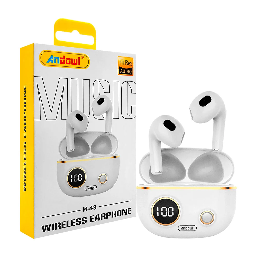 Audífonos inalámbricos bluetooth andowl con estuche de carga y pantal…