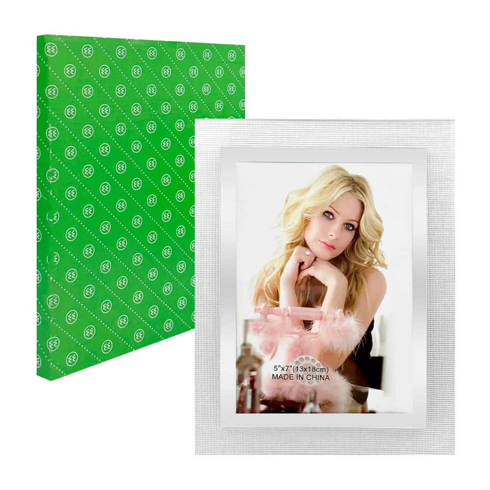 Portarretrato de cristal con efecto 3d marco externo plateado 13x18 c…