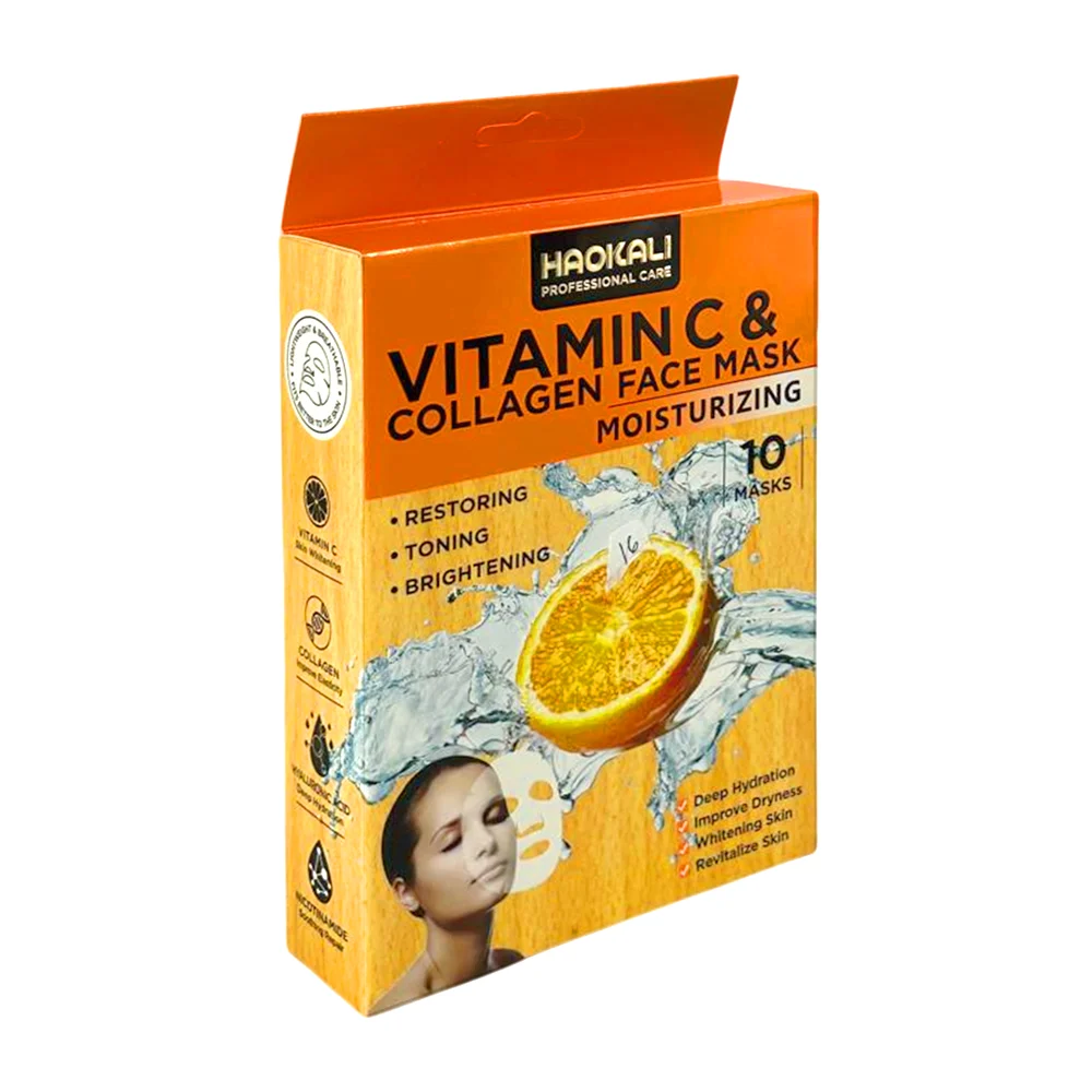 Caja con 10 mascarillas restauradoras de vitamina c + colágeno, 30ml ...