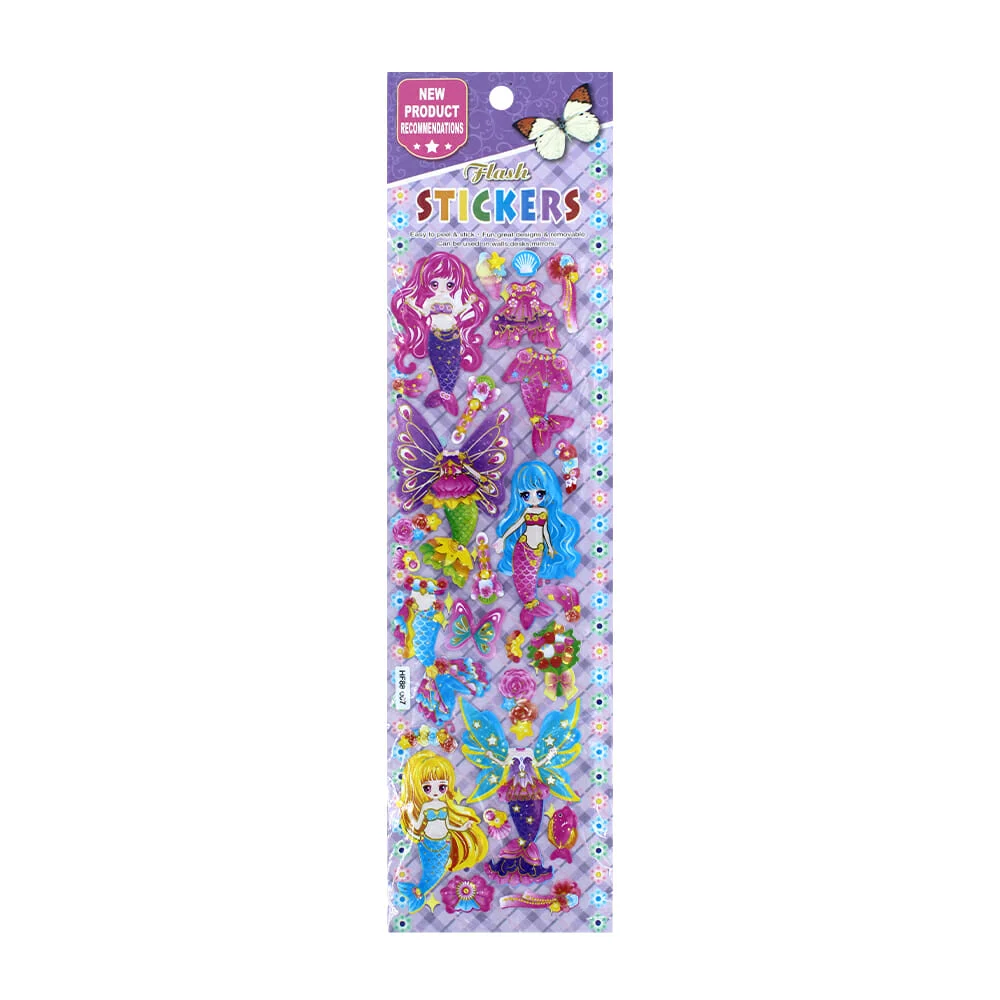 1pza Planilla de stickers calcomanías tipo 3d y dibujos para colorear en parte posterior, variedad de modelos / flash stickers