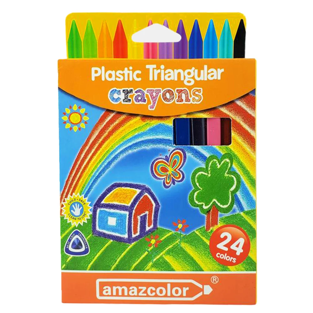 Caja con 24 crayolas crayones en forma triangular, variedad de colore…