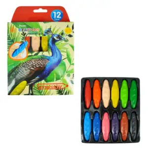 Caja con 12 crayones en forma ovalada, variedad de colores / amazcolor