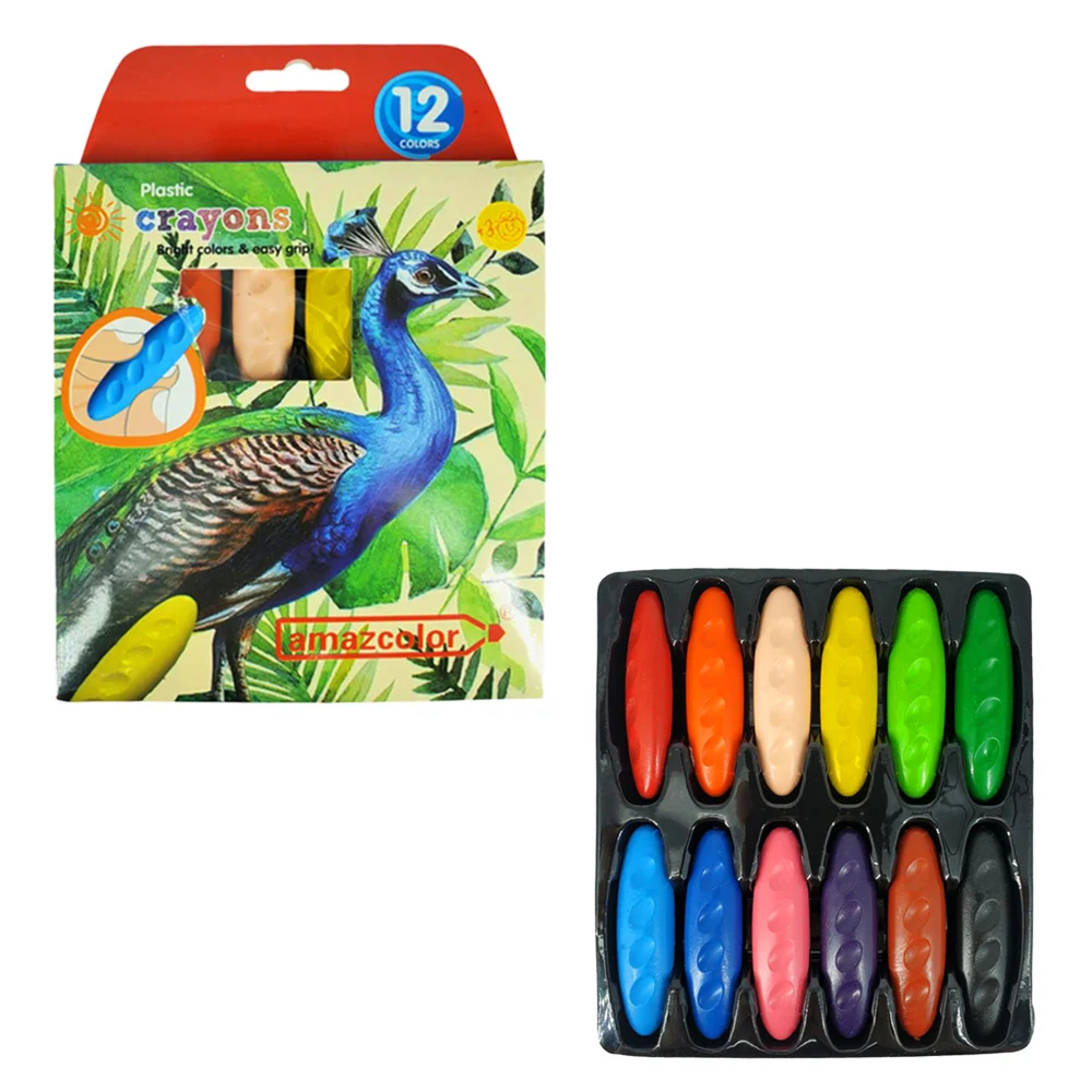 Caja con 12 crayones en forma ovalada, variedad de colores / amazcolor