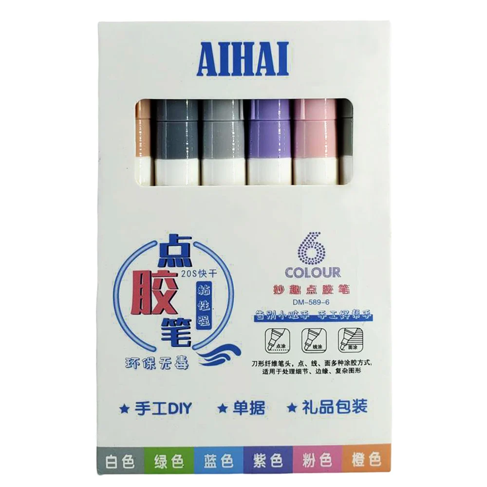 Caja con 6 pegamentos en forma de marcador, en tonos pastel / aihai /…