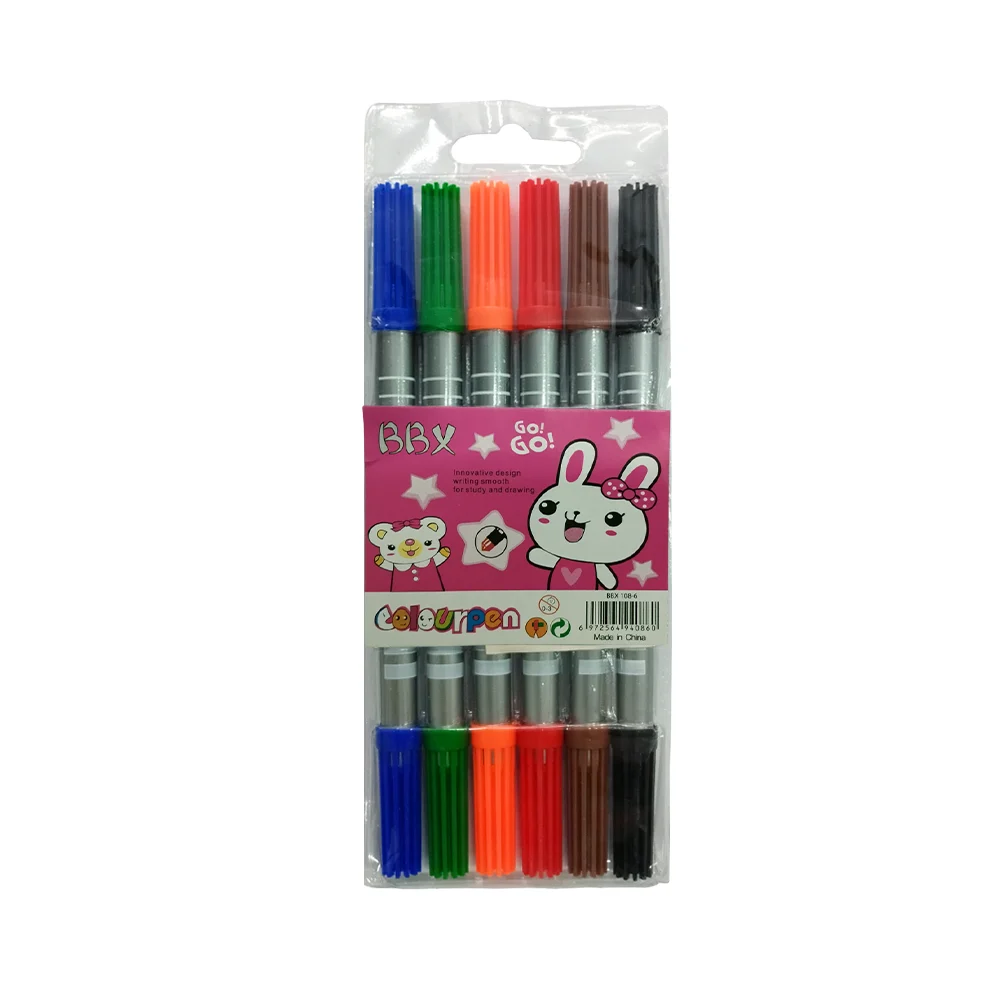 Paquete 6 plumones marcadores con doble punta, variedad de colores / …