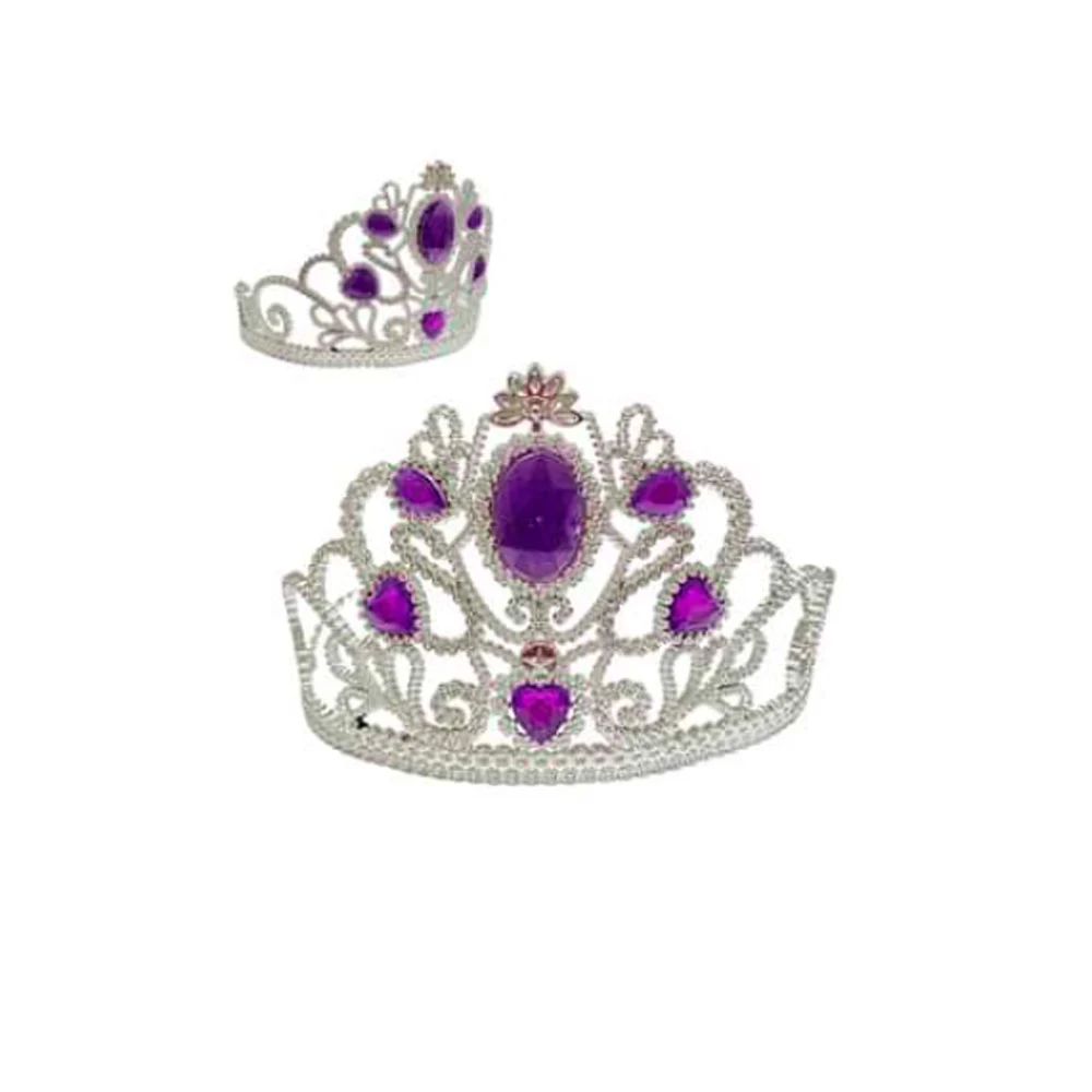 Paquete 12pzas coronas plateadas estilo princesa con pedrería, varied…