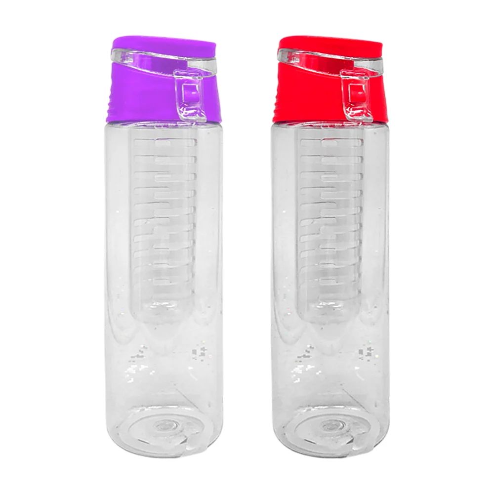 Botella cilíndrica de plástico transparente con filtro para bebidas, …